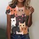 thumbnail image 2 of Camisetas Casuales de las Mujeres Estampadas Cuello Tripulado Manga Corta Superior, Ligera Mezcla de Poliéster Blusa de Moda, 2 of 4