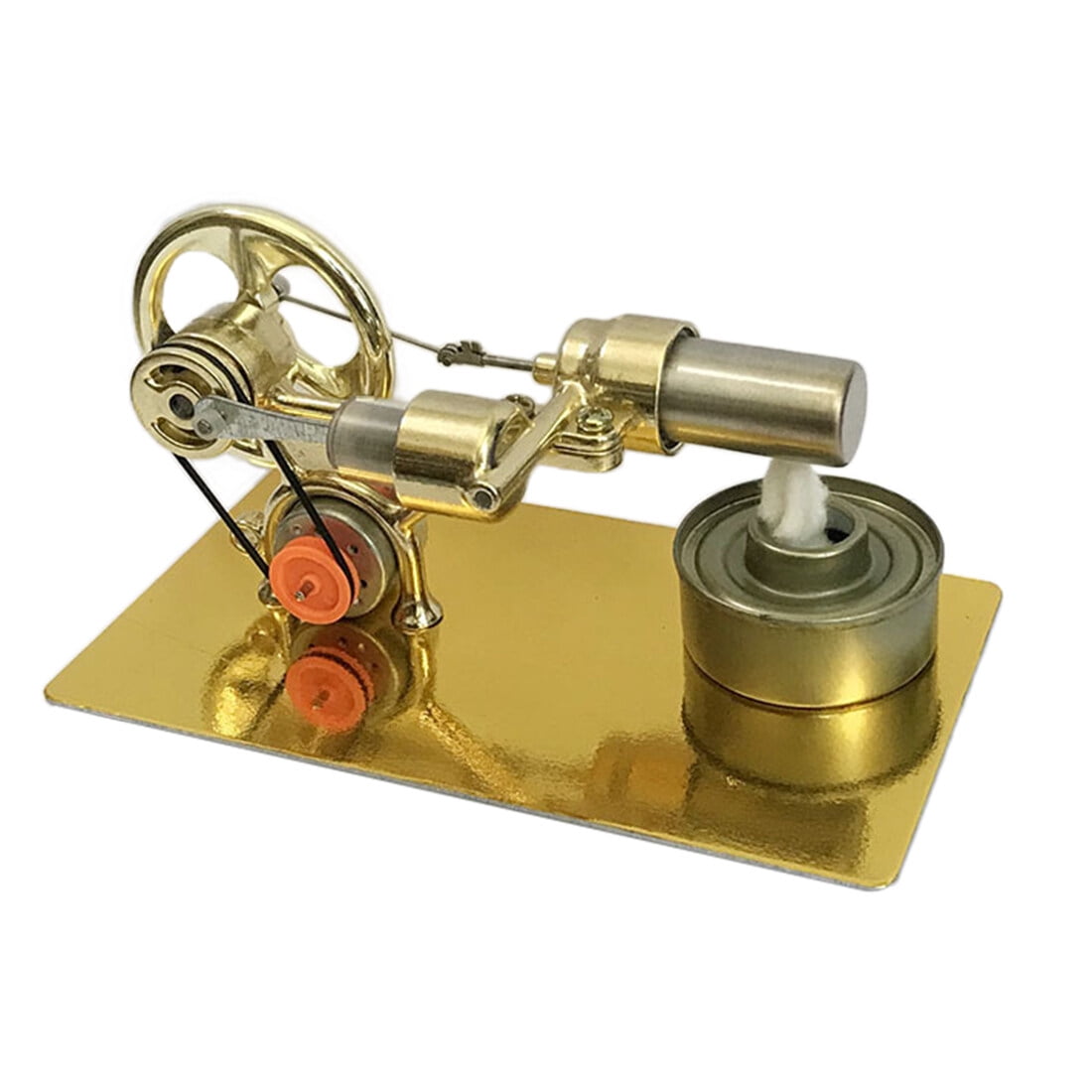 Stirling Engine Model Kit That Works, Single Cylinder Stirling Engine Model with LED Light Generator, Science Experiment & Physics Educational Kit for Adults