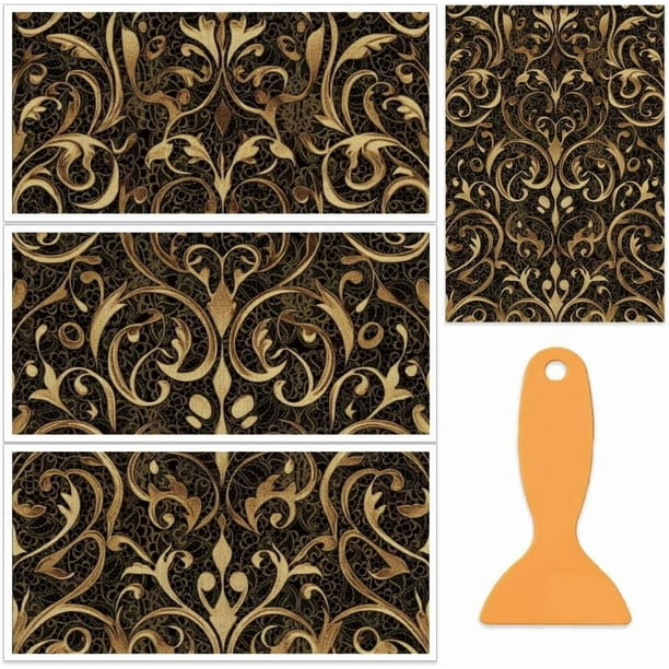Juego de 3 calcomanías adhesivas con diseño de enredaderas de encaje para muebles y manualidades, 30 x 15 cm (12 x 6 pulgadas), estilo vintage.
