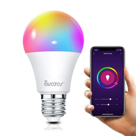 Avatar Controls 10W Smart LED Light Bulb Light Bulbs Wifi Dimmable RGBW Color Changing Lights, No Hub Required E26 E27