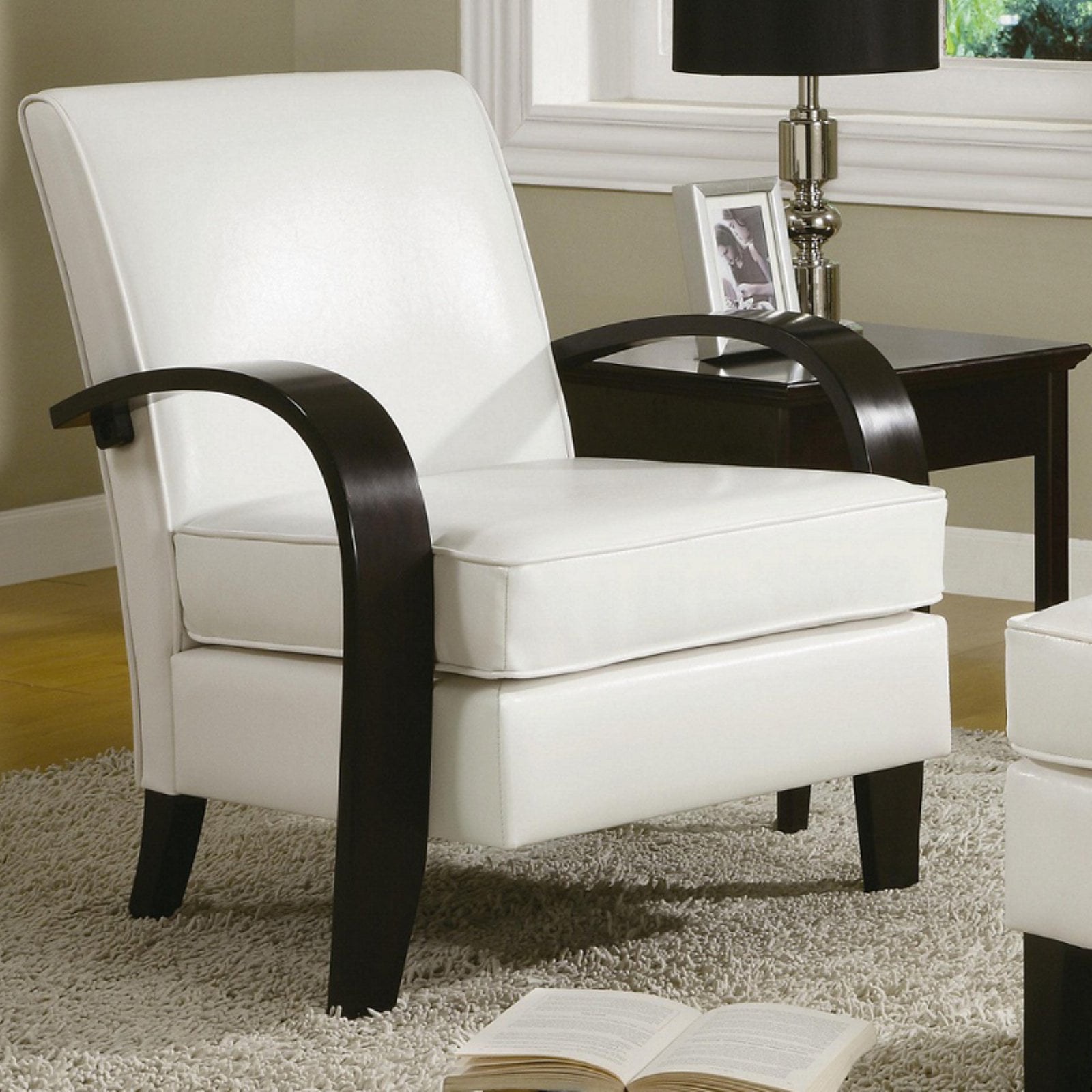 Roundhill Wonda Bonded Leather Accent Arm Chair with Ottoman, Multiple