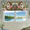 thumbnail image 3 of Spring Birds Leaves Valances for Windows Birdhouse Pink Flowers Rod Pocket Curtain Valance Window Treatment Short Curtains for Kitchen Living Room, 42"x12", 3 of 9