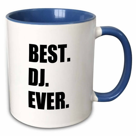 3dRose Best DJ Ever - fun musical job pride gifts for music deejay - black - Two Tone Blue Mug,