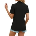 thumbnail image 5 of Hibeli Women's Lapel Collar Zip-Up Short Sleeve Summer Top, 5 of 7