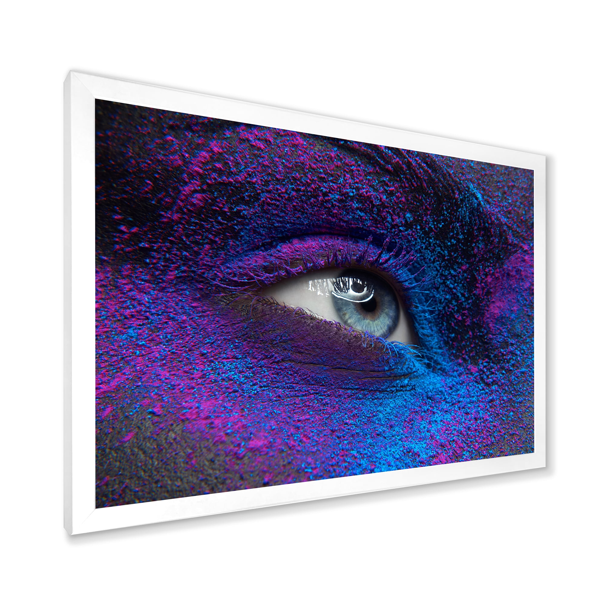 Designart 'Woman Eye With Dry Paint Dust Pigment On Face' Modern Framed Art Print