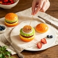 thumbnail image 4 of Soporte para palillos de dientes con forma de hamburguesa y tapa | Dispensador de palillos de cerámica, 4 of 8