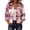 Pink#91004HH, variant on Hearthz Women's Plaid Shacket Jacket Button Down Cropped Lightweight Womens Jacket Long Sleeve Collared Casual Outerwear Fall Winter Fleece Womens Coats