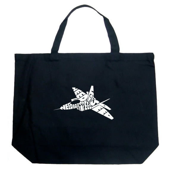 LA Pop Art Large Word Art Tote Bag - FIGHTER JET - NEED FOR SPEED