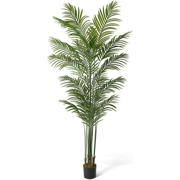 7 Feet, 84 Inch Artificial Palm Tree with 18 Trunks, Faux Dypsis Lutescens Plant, Faux Potted Tree, Plant in Pot with Dried Moss, Indoor Gift for Housewarming, Home, Office