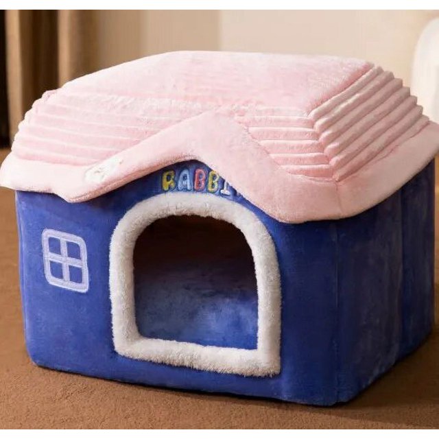 Foldable Dog House Pet Cat Bed Winter Dog Villa Sleep Kennel Removable Nest Warm Enclosed Cave Sofa Pets Supplies ShopWise Round