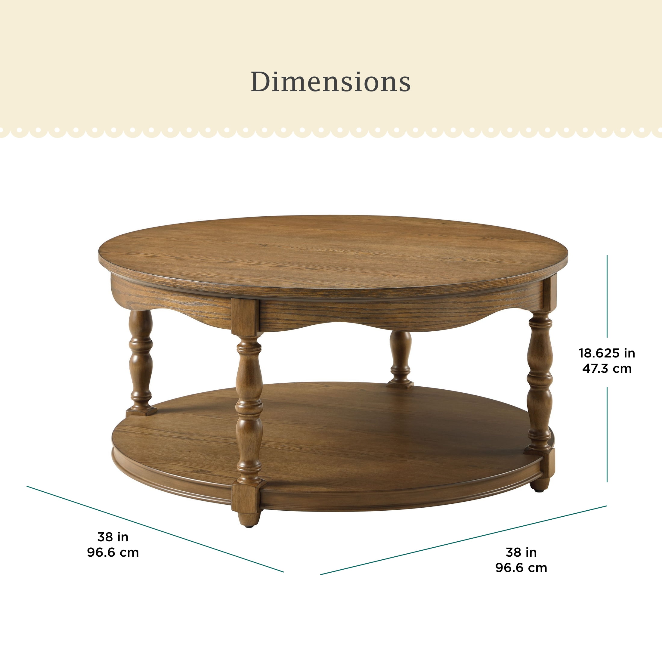 The Pioneer Woman Helen Round Coffee Table, Heirloom Brown
