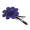 thumbnail image 3 of Vibrant Violet Purple Genuine Leather Flower Blossom Barrette Hair Clip, 3 of 5