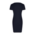 thumbnail image 5 of QUYUON Women Bodycon Mini Dress Summer Round Neck Short Sleeve T-Shirt Tunic Dress Work Office Business Pencil Dresses Asymmetrical Evening Cocktail Party Club Short Dress, Black XL, 5 of 6