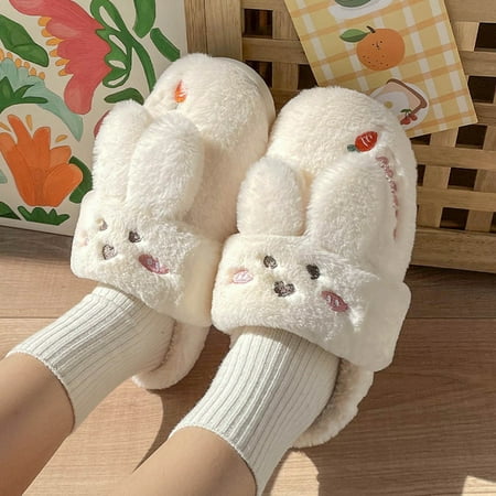 

Summer Slippers For Women Beach Accesseories Flip Flops For Women Women Slippers Autumn And Winter Fashionable Cute Cartoon Rabbit Flat Bottom Warm And Non Slip Swimming Pool Accessories Mens Women Sl