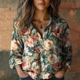thumbnail image 3 of Womens Tops Soft Print Long Sleeve Cotton Button Shirt Spring Summer Shirts for Women Green Xl, 3 of 3