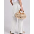 thumbnail image 3 of Pantalones Palazzo ANRABESS de lino blanco de cintura alta para mujer, 3 of 6