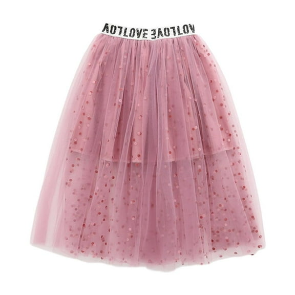 BULLPIANO 3-14 Years Little/Teen Girls Sequin Tulle Skirt Elastic Waist Midi Skirts Skirt