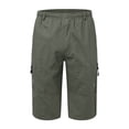 thumbnail image 4 of Mens Fashion Simple Solid Color Elastic Waist Overalls Cotton Casual Pants Shorts, 4 of 4
