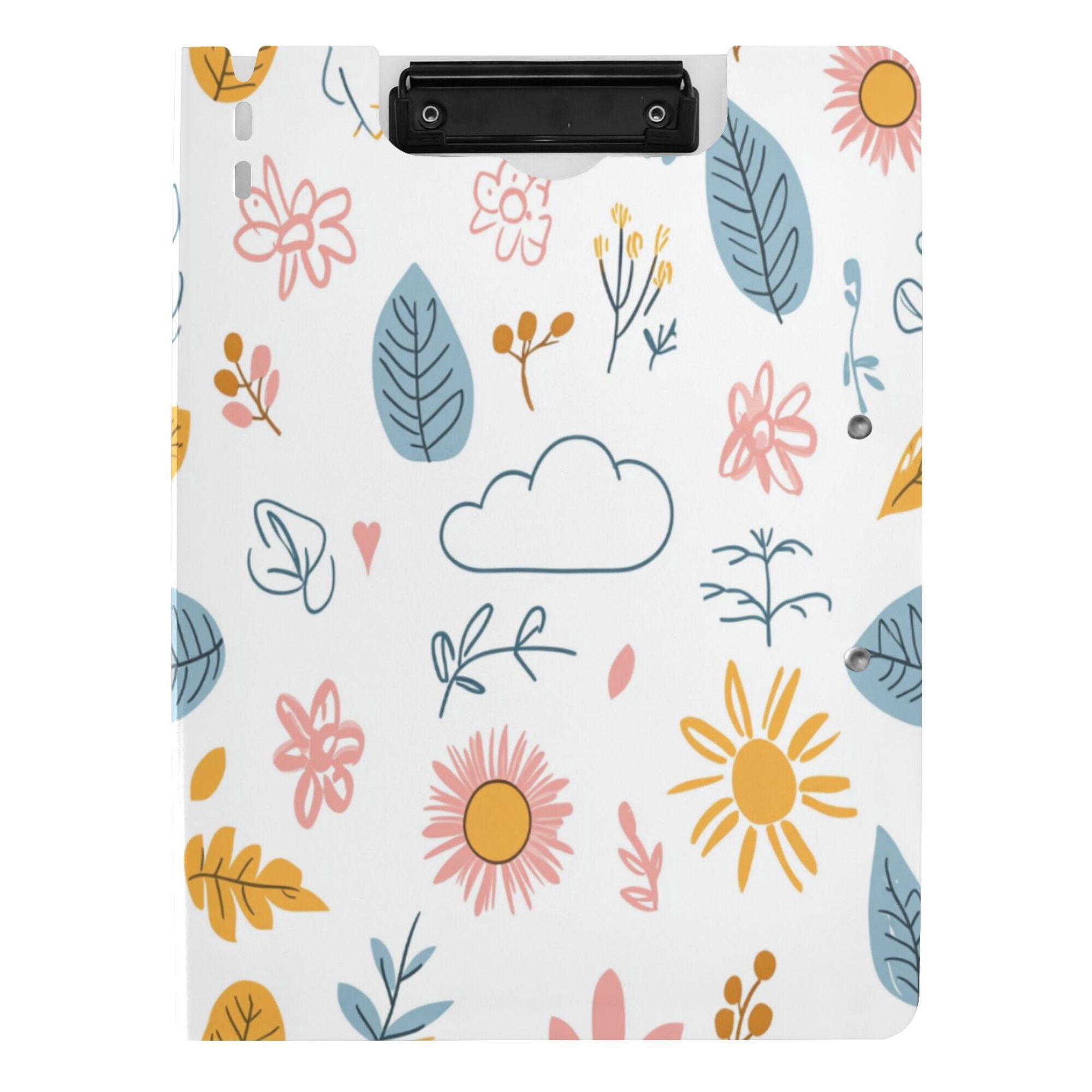 FORMRS A4 Clipboard Folder with Pen Holder Horizontal Foldable School Office Binder, Cartoon Doodles
