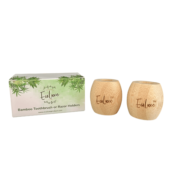 EcoLuxe Lot de 2 Supports Polyvalents en Bambou I Support Organique Biodégradable pour Brosse à Dents, Brosse Cosmétique, Stylos et Plus I Sans Plastique