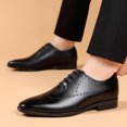 thumbnail image 2 of Rokment Mens Oxfords Dress Shoes Modern Classic Leather Hollow out Pointed Toe Wingtip Tuxedo Business Office Formal Dressy Low Heels Wedding Party Black Size 10.5, 2 of 6