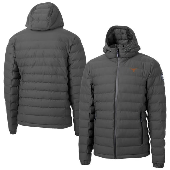Men's-Cutter & Buck  Gray Texas Longhorns Mission Ridge Eco Insulated Repreve Hooded Full-Zip Puffer Jacket