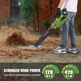 thumbnail image 2 of Leaf Blower Cordless with Battery and Charger - 40V 420CFM Battery Powered Leaf Blower Leightweight /4 Speed & Turbo Mode, Cordless Leaf Blower for Lawn Care, Grass, Dust, Snow, Wet Leaves, 2 of 12