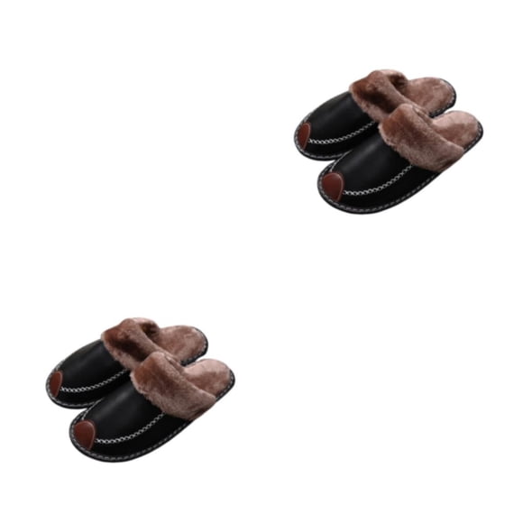 Minnieouse Zapatillas de casa, suministros de invierno, zapatos cálidos, accesorios impermeables para el hogar, calentador de estilo coreano, Negro 29 (43-44) 2piezas