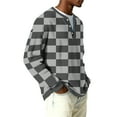 thumbnail image 4 of OIOLOYJM Long Sleeve Plaid Henley Shirts for Men Casual V-Neck Lightweight Golf Shirt Textured Ribbed Knit T Shirts Dark Gray XL, 4 of 6