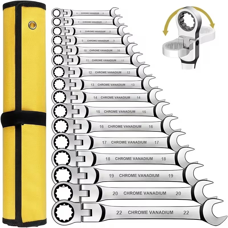 Facom - 467BF.JP10PB Ratchet Combination Flexi Wrench Set, 10