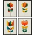 thumbnail image 3 of PixonSign Framed Wall Art Mid-Century Modern Botanical Flower Garden Prints, Set of 4 Abstract Geometric Floral Wall Decor, Multicolor Nature Botanical Wall Décor for Office, Bedroom - 11"x14" Black, 3 of 5
