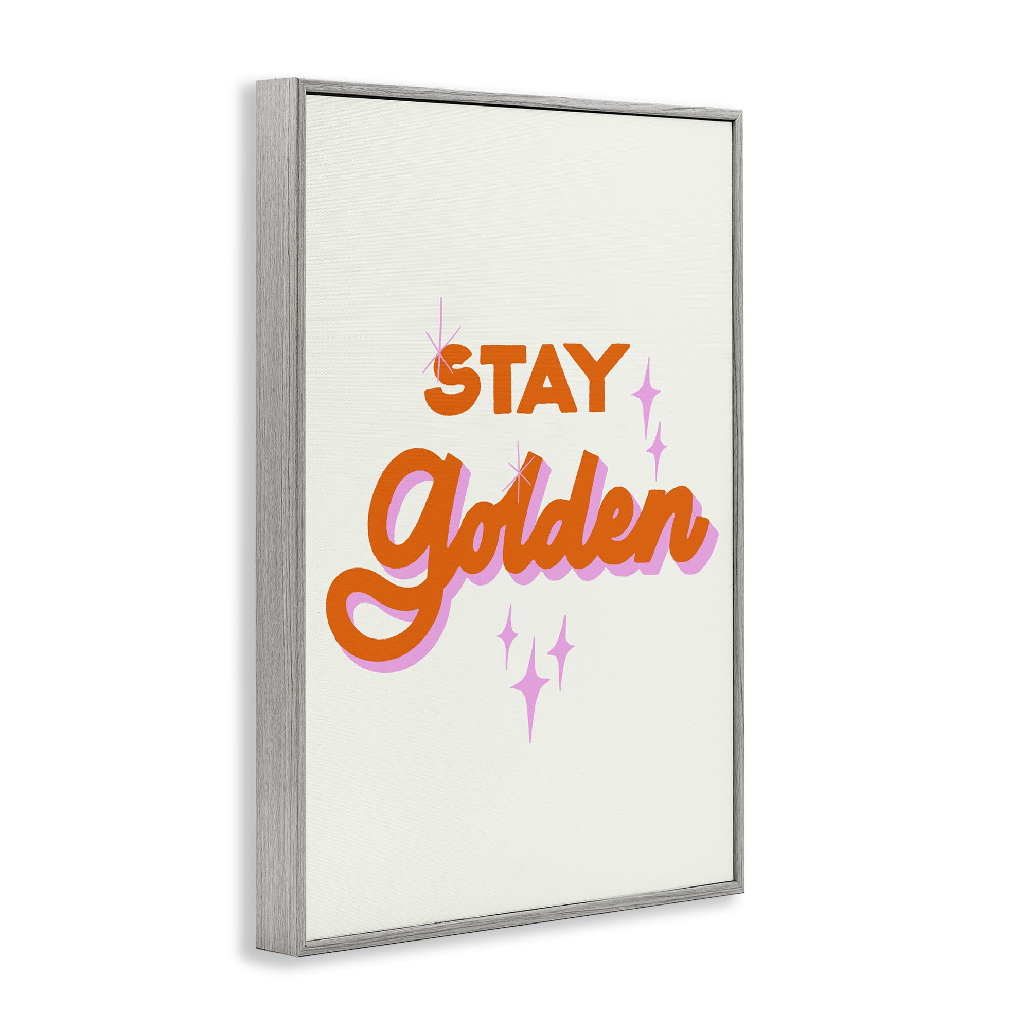 Stupell Industries Stay Golden Retro Letters Gray Framed Giclee Art, design by Indira Prieto | IndySign