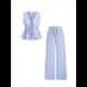 thumbnail image 1 of Conjunto de Dos Piezas de Verano para Mujer, con Estampado de Rayas, Sin Mangas, con Cordones, Camiseta Sin Mangas y Pantalones para Playa Azul L, 1 of 10