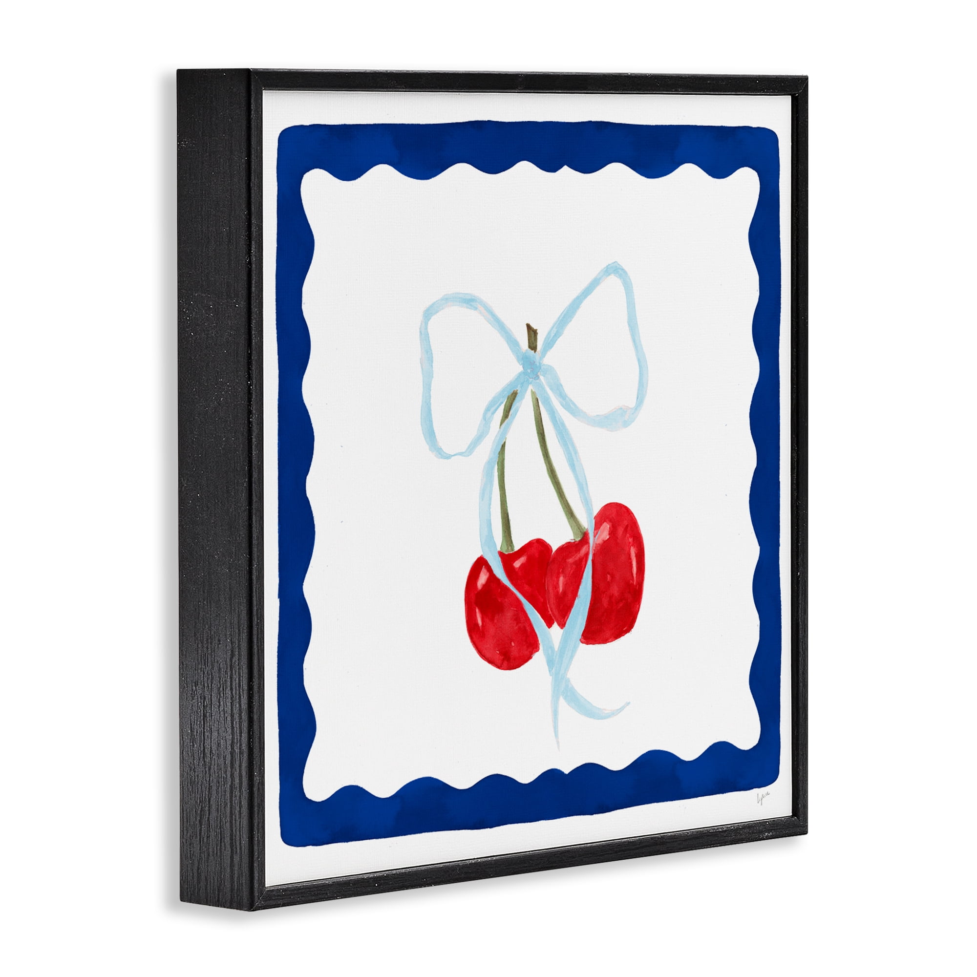 Stupell Industries Summer Bordered Cherries Black Framed Giclee Art, design by Lucille Price