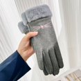 thumbnail image 5 of 1 par de guantes de invierno para mujer, guantes cálidos de cachemir de cuero de gamuza para ciclismo, guantes de conducción con pantalla táctil de felpa de terciopelo grueso para mujer, 5 of 5