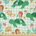 thumbnail image 2 of Ambesonne Turtle Fabric by the Yard Microfiber, Mermaids on Animals Sea Art, 1 Yard, Sea Green Dark Salmon, 2 of 2