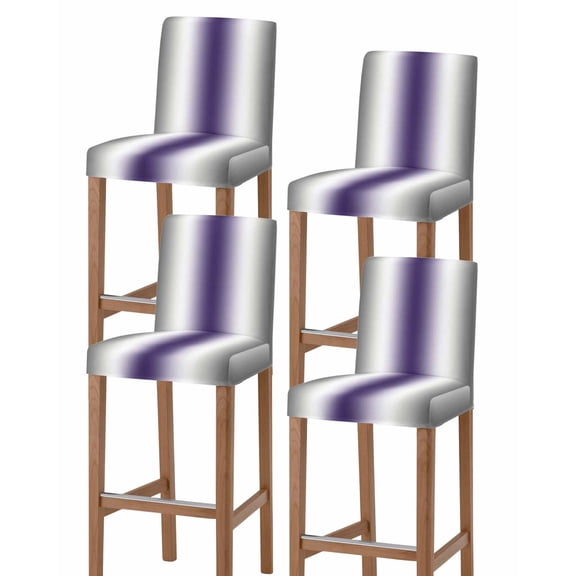 Gray Purple Bar Stool Covers Set of 4, Modern Gradient Geometric Stretch Washable Bar Chair Covers with Backs, Removable Pub Counter Height Chair Cover for Kitchen Dining Room Cafe