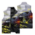 thumbnail image 3 of Chaleco cálido resistente al viento con cuello alto y cremallera con estampado de coche deportivo clásico en 3D para hombre, para viajes al aire libre en la calle, pelea de bolas de nieve, 3 of 5