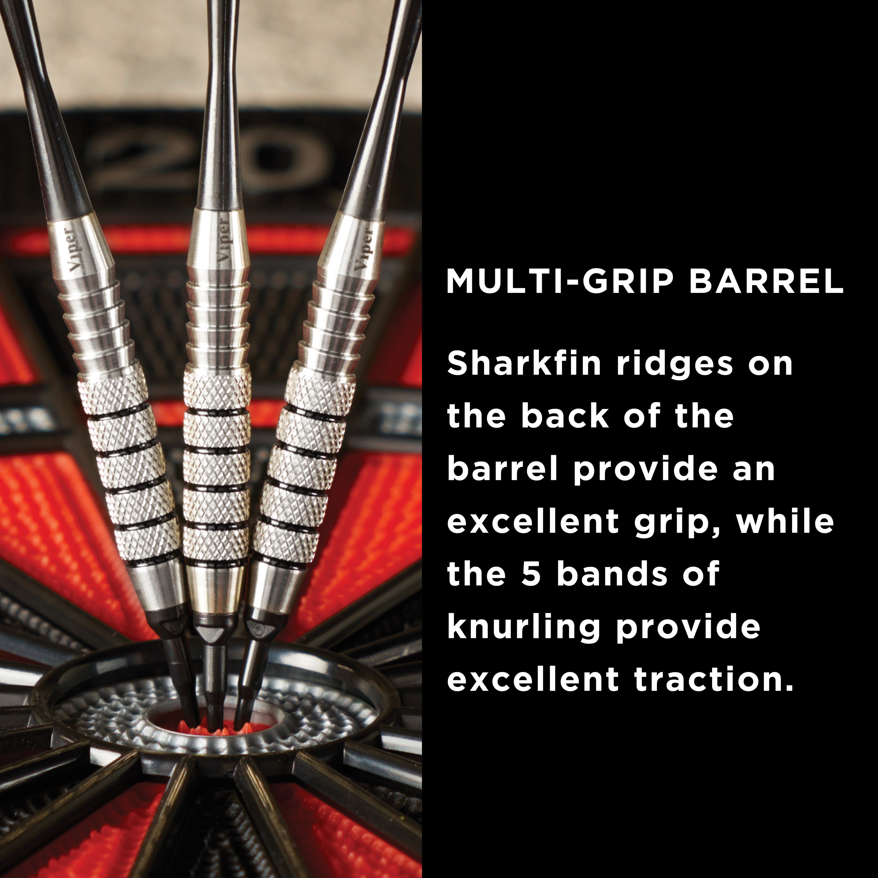 Viper Silver Thunder Soft Tip Dart Set, 5 Knurled Rings, 18 Grams