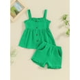 thumbnail image 2 of Baby Girls Shorts Set, Spaghetti Straps Button-down Camisole with Elastic Waist Shorts Summer Outfit, 2 of 9