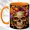 Orange, variant on Floral Skull Coffee Mug, Gothic Flower Mug, Ceramic 11 oz