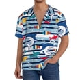 thumbnail image 3 of Honeii 's Fish And Shark for men's short-sleeved button-up collared shirt featuring a pocket, perfect for beach vacations, and travel adventures., 3 of 5