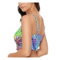 thumbnail image 3 of SALT + COVE Women's Multi Color Tropical Print Stretch Ruffled Hem Lined Adjustable Deep V Neck Tropical Punch Swimsuit Top S, 3 of 4