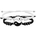 thumbnail image 1 of Cuerda trenzada Yin Yang Tai Chi pulsera de cuentas pulsera de cuerda ajustable niño niña amigos pareja emparejamiento joyería de amistad regalo, 1 of 3
