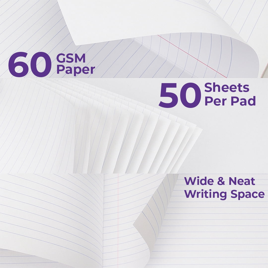 Paper Rite Writing Pads | White | 50 Sheets | 11.75 x 8.5 in | Pack of 12