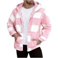 thumbnail image 2 of gbyLJF Men's Plaid Fleece Jacket Long Sleeve Full Zip Sweatshirt Cardigan Casual Round Neck Drawstring Hooded Jackets with Pockets, 2 of 8