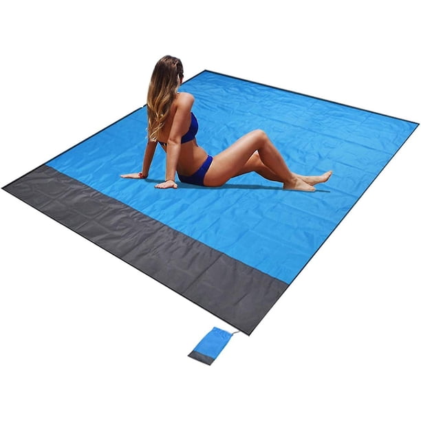 CHAO Manta de playa, 200 * 145 cm, impermeable, ligera, plegable, portátil, manta de bolsillo, tapete de picnic de gran tamaño para exteriores, jardín, parque, césped, viajes, senderismo