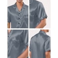 thumbnail image 5 of Unique Bargains Men's Button Down Satin Pajama Sets Short Sleeves Nightwear X-Large Silver Gray, 5 of 5