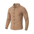 thumbnail image 6 of Vxararl Men Checkerboard Shacket Jacket, Classic Long Sleeve Checkerboard Shirt Overshirt, Lightweight Shirt Jacket with Side Hand Pockets for Fall Everyday Outfits Khaki S, 6 of 8