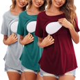 thumbnail image 1 of Vêtements de Grossesse Offres de l'Action de Grâce Liquidation Été Vêtements de Maternité pour Femmes Col Rond Manches Courtes Volants Pli Hauts de Grossesse, 1 of 5